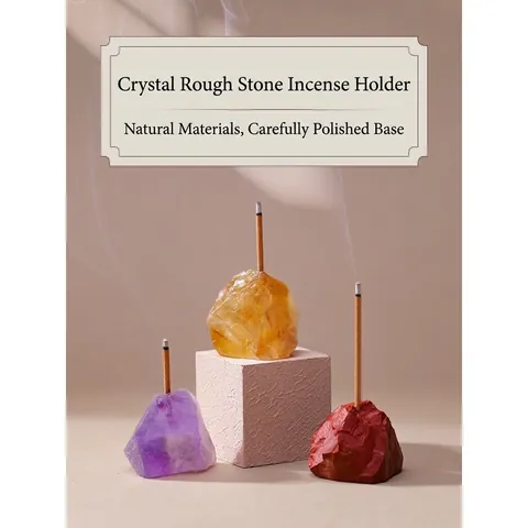 Soporte para Incienso de Piedra en Bruto de Cristal Natural Base de Mineral Zen para Incienso en Barra Decoración de Escritorio para Hogar y Oficina Amatista Citrino Cuarzo Rosa