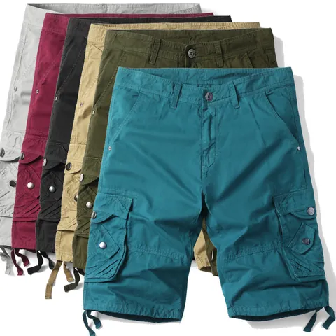 Men Casual Loose Camouflage Cargo Shorts With Belt Multi-Pocket Cotton Knee Length Bottom Summer Military Tactical Shorts