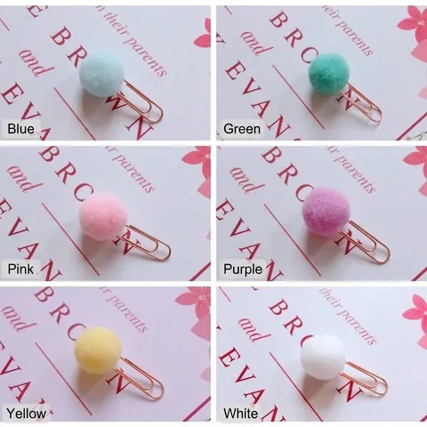 Creative Pom Pom Paper Clips And Thumbtacks Decorative Nickel Plated Metal Clips Macaron Color Stationery For Office School