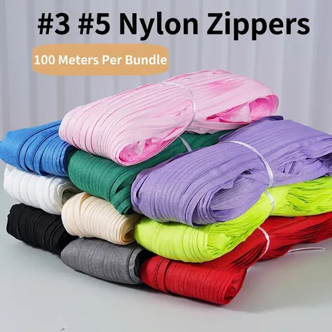 Professionele #3 #5 Nylon Rits per Meter 100 Meter Lange Ritsketting Met Bijpassende Schuivers Voor Naaien Tassen Kleding Accessoires