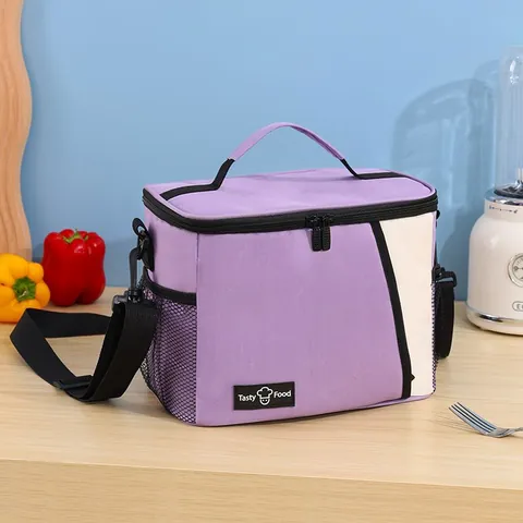 Geïsoleerde Lunchtas Voor Dames Heren Oxford Stof Waterdicht Thermische Bento Tas Draagbare Koeltas Met Schouderriem Voor Kantoor School Picknick