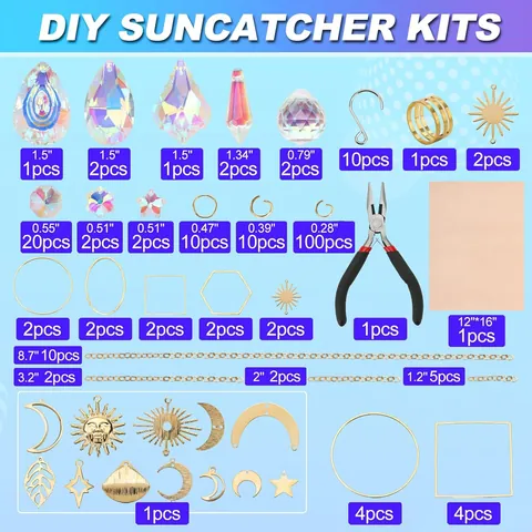 DIY Σετ Κρυστάλλινα Μενταγιόν Πρίσματος Μεταλλικό Φεγγάρι Ήλιος Αστέρι Πεταλούδα Καρδιά Ουράνιο Τόξο Διακόσμηση Κήπου Χριστουγέννων