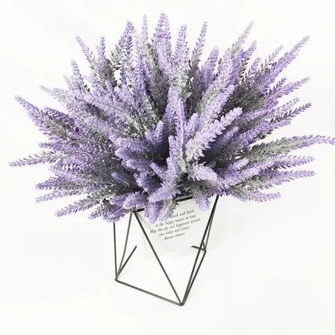 Bouquet di Lavanda Floccata Artificiale Nordica Fiori Finti in Plastica e Filo di Ferro per Matrimonio Casa Decorazione Interni
