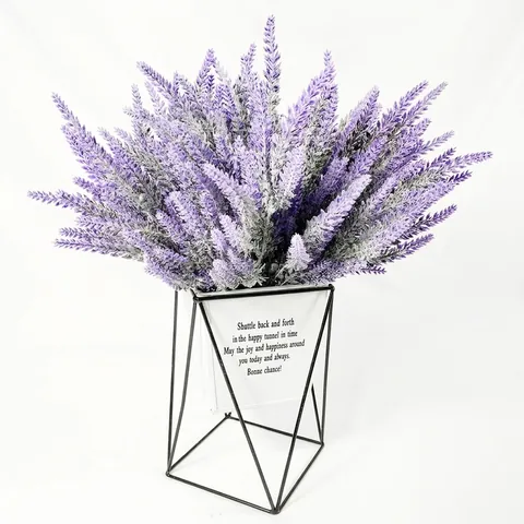 Bouquet di Lavanda Floccata Artificiale Nordica Fiori Finti in Plastica e Filo di Ferro per Matrimonio Casa Decorazione Interni