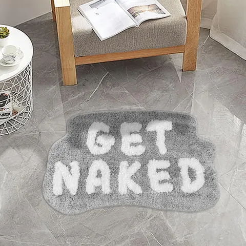 Faux Kaschmir Badematte Absorbierend Rutschfest Bodenmatte Kreativ Buchstaben Bedruckt Get Naked You Look Good Dekorativ Teppich
