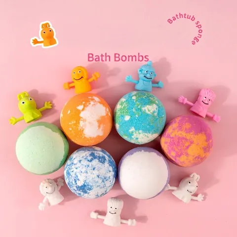 Bombas de Baño para Niños con Juguete de Marioneta de Dedo Sorpresa Sal Marina Exfoliante para Niños Niñas SPA