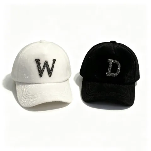 Gorra de Béisbol de Mezcla de Pelo de Visón de Lujo Para Mujer Hombre Letras de Diamante W S D Gorro de Invierno Cálido de Felpa
