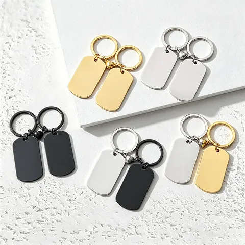 Stainless Steel Magnetic Couple Keychain Set Heart Connection Dog Tag Style Blank Pendant For Lovers Anniversary Valentine Gift