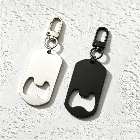 Roestvrij Staal Flesopener Sleutelhanger Geometrische Metalen Sleutelring Multifunctionele EDC Tool Draagbare Sleutelhanger Cadeau