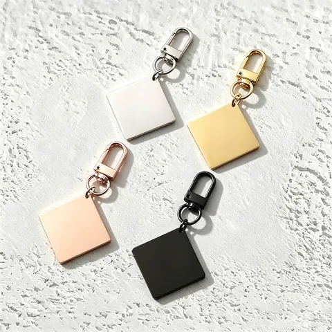 Stainless Steel Square Blank Keychain For DIY Engraving Personalized Gift Metal Keyring With Lobster Clasp Durable Pendant
