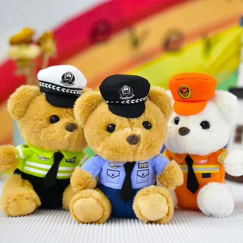 Χαριτωμένο Μπρελόκ Teddy Bear Rabbit Plush Επαγγελματική Στολή Αστυνομία Πυροσβέστης Τροχονόμος Λούτρινο Παιχνίδι Κρεμαστό Τσάντας