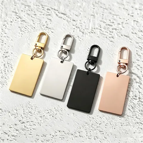 Portachiavi Con Targhetta Rettangolare In Acciaio Inossidabile Con Chiusura A Moschettone Pendente In Metallo Per Incisione Fai Da Te Regalo
