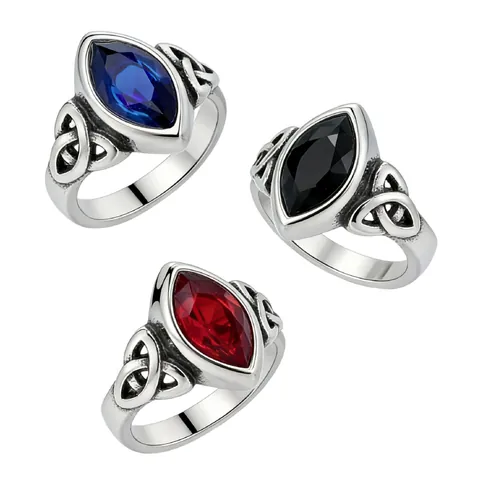 Vintage Nordic Viking Celtic Marquise Rhinestone Stainless Steel Ring Men Women Retro Punk Engraved Finger Rings Jewelry