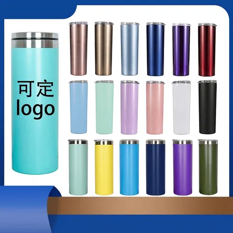 Modern Stainless Steel Vacuum Insulated Skinny Tumbler With Clear Lid Large Capacity Portable Coffee Travel Cup For Hot Cold Drinks