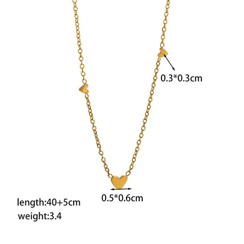 Minimalist Stainless Steel Heart Necklace For Women Gold Silver Plated Elegant Tiny Triple Heart Pendant Clasp Choker Jewelry Gift