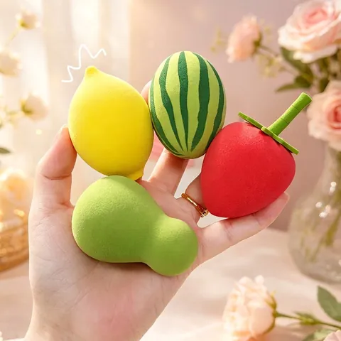 Fruit Shaped Makeup Sponge Hydrophilic Non Latex Beauty Blender Cosmetic Puff Wet Dry Use Strawberry Mango Lemon Pear