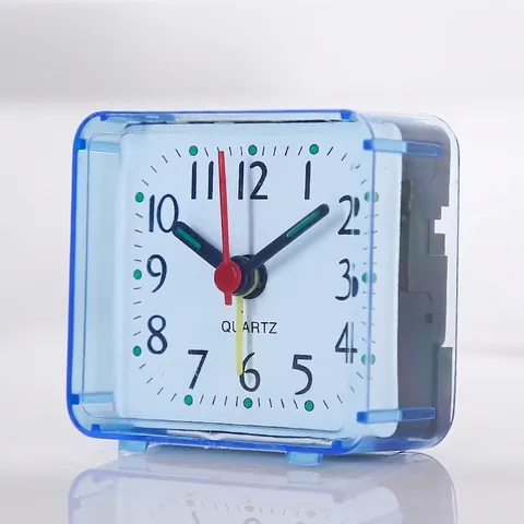 Square Mini Alarm Clock Pointer Quartz Table Clock For Students Bedroom Bedside Desktop Decor Small Desk Clock