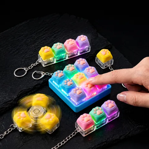 Niedliche Katzenpfote Mechanischer Schalter Fidget Spielzeug Schlüsselanhänger LED Leuchtendes Licht Finger Spinner Büro Stressabbau Spielzeug