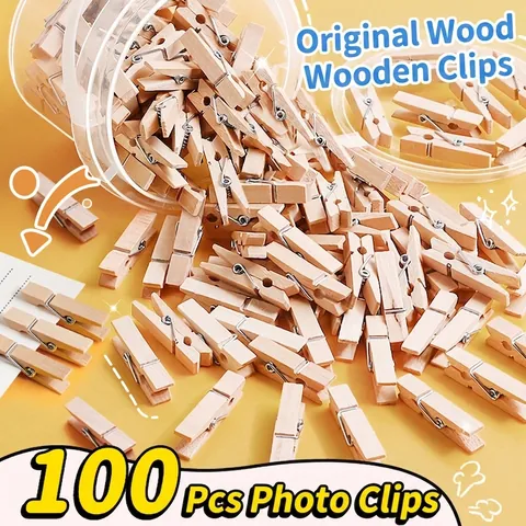 Mini Clips de Fotos de Madera Natural Pinzas de Ropa Artesanales Decorativas Para DIY Artes Colgar Notas Fotos Corazón Estrella Clips Decorativos Multicolor