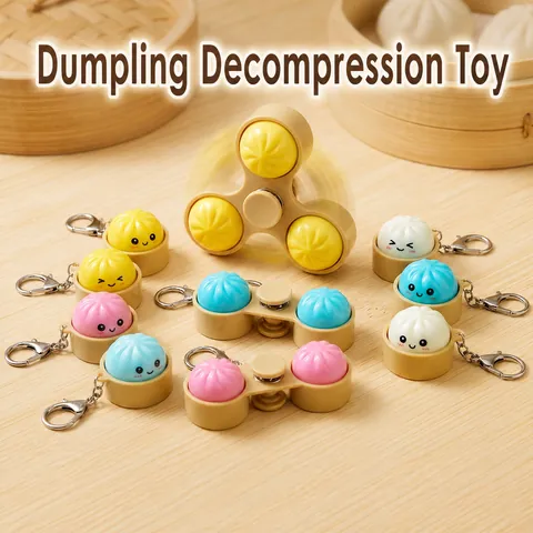 Jouet Anti-stress en Forme de Brioche à la Vapeur Avec Lumière LED Fidget Spinner Bouton Mécanique Porte-clés Mignon Pour Bureau École