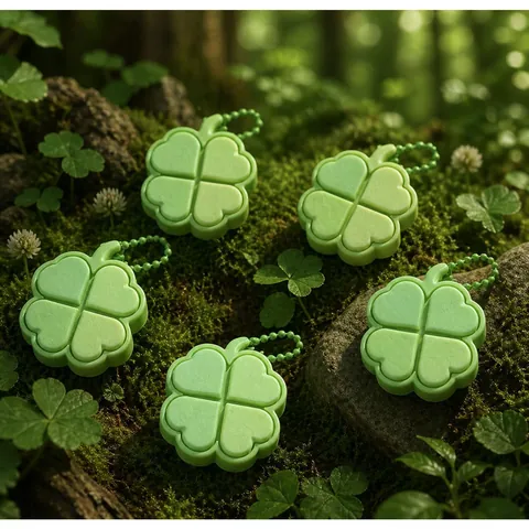 LED Glow Four Leaf Clover Fidget Toy Keychain Mechanical Switch Feeling Stress Relief Sensory Toy For School Office Kids Adults
