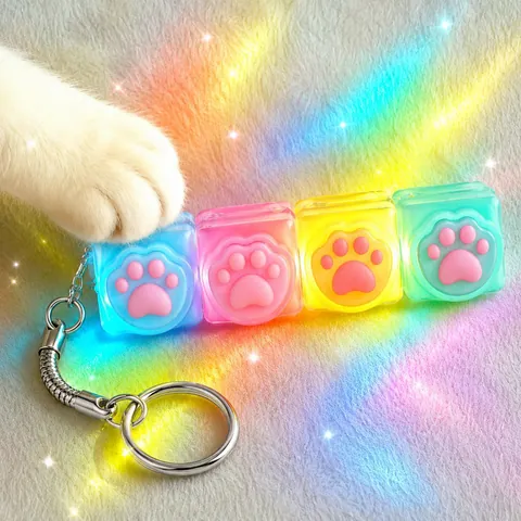 Macaron LED Leuchtende Katzenpfote Stressabbau Schlüsselanhänger Mechanisches Gefühl Weichgummi Pfote Rucksack Anhänger Spielzeug Geschenk