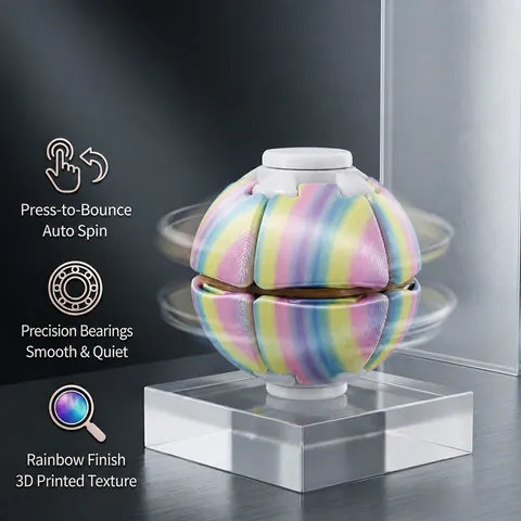 3D-Gedruckter Regenbogen-Planeten-Fidget-Spinner-Ball Drücken Rotieren Dekompressionsspielzeug Schreibtisch-Fidget-Spielzeug Stilles Lager Für Kinder Erwachsene Geschenk