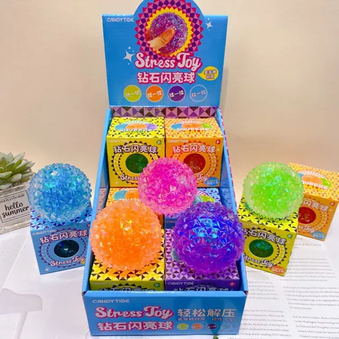 TPR Diamond Squishy Ball Stress Relief Fidget Toy Ice Cube Shape Sensory Toy