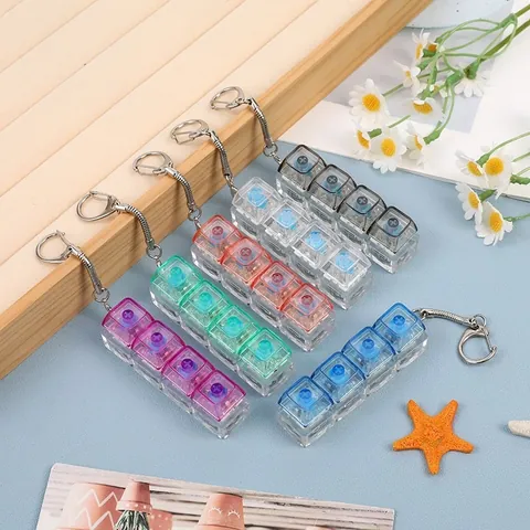 Transparent Mechanical Keyboard Switch Fidget Toy Creative Keychain Pendant RGB Luminous Stress Relief Toy