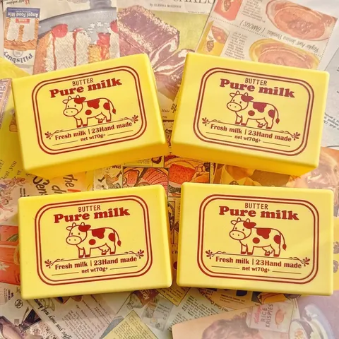 Simulation Butter Bread Squishy Toy Slow Rising PU Foam Food Cow Pattern Squeeze Toy Stress Relief Sensory Toy Gift For Kids Adults