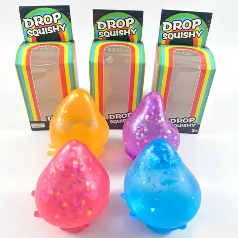 Dreamy Glitter Water Drop Squishy Toy Aurora Maltose Decompression Cube Sensory Venting Toy For Adults Kids Gift