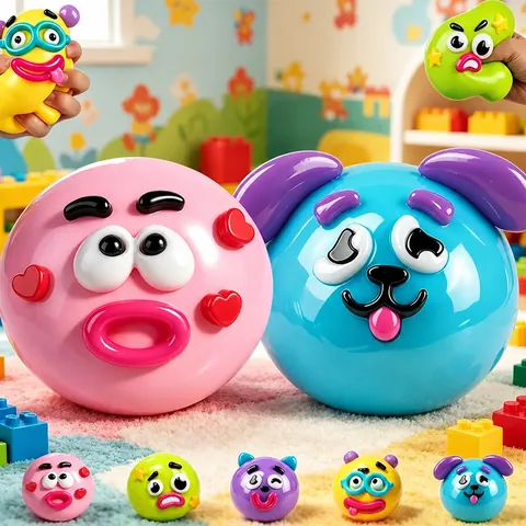 Cartoon Hond Gezicht Squishy Speelgoed Traag Stijgend Stressverlichting Knijpspeelgoed Voor Kinderen Volwassenen Grappige Gezichtswissel Zacht TPR Decompressie Speelgoed Cadeau