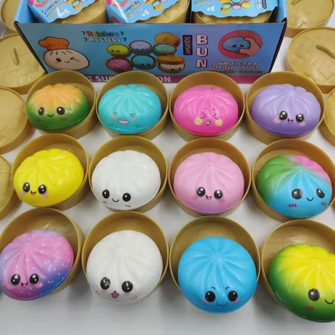 Creative Steamed Bun Squishy Toy PU Slow Rebound Stress Relief Toy Cute Cartoon Bun Decompression Toy For Kids Adults Office Home