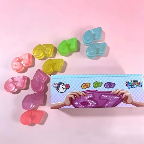 Number 67 Shaped Stress Relief Squishy Toy Glitter TPR Sensory Fidget Toy For Teens Adults Office Desk Decoration Party Favor