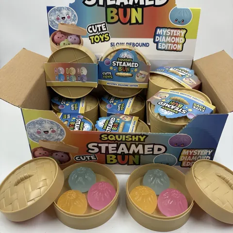 Luminous Squishy Steamed Bun Stress Relief Toy Slow Rebound Steamed Stuffed Bun Squeeze Toy For Kids Adults Fun Healing Toy With Small Steamer