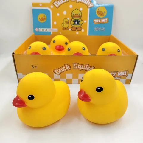 Juguete Squishy de Patito Amarillo de Simulación Relleno de Harina TPR Animal Dibujos Animados Descompresión Anti-estrés para Niños Adultos