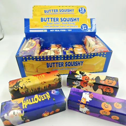 Halloween Pumpkin Ghost Butter Stick Squishy Slow Rising PU Stress Relief Toy Cartoon Squeeze Decompression Fun Toy For Party