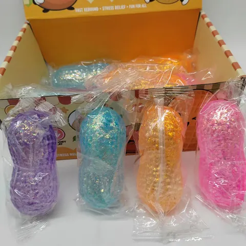 Simulation Peanut Squishy Toy Slow Rebound Stress Relief Fidget Toy With Glitter Decoration Maltose Texture Squeeze Sensory Toy For Gift