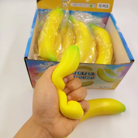 Realistic Banana Slow Rebound Squishy Stress Relief Toy Simulation Yellow Green Fruit Squeeze Fidget Toy For Adults Kids Fun Gift