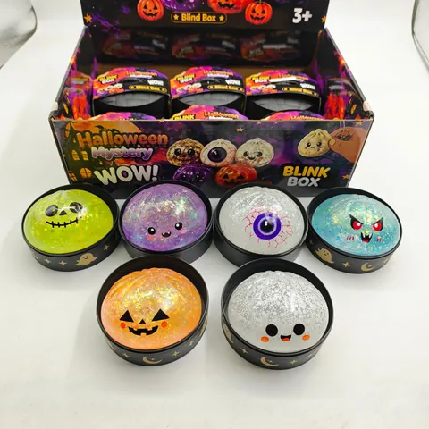 Halloween Squishy Bun Παιχνίδι Αποβολής Άγχους Αργής Επαναφοράς Ημιδιαφανές Μαλακό Καουτσούκ Γκλίτερ Φάντασμα Κολοκύθα Τέρατος Αισθητηριακό Παιχνίδι Πίεσης