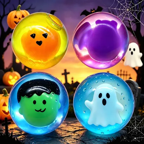 Squishy di Halloween Fluorescente al Buio Giocattolo Zucca Fantasma Palla Antistress Imbottitura di Maltosio Squishy a Ritorno Lento per Regalo Festa Halloween