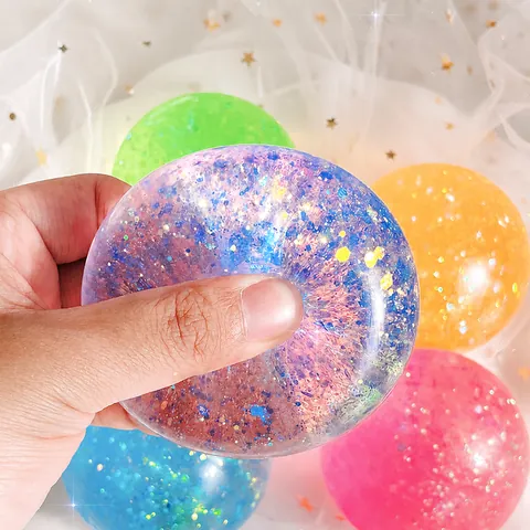 Maltose Aurora Squishy Stress Relief Ball Glitter Sequins Slow Rebound Squeeze Toy For Adults Teens Sensory Fidget Toy Fun Gift