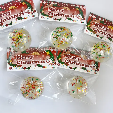 Christmas Maltose Style Squishy Stress Relief Ball Glitter Sequins Slow Rebound Squeeze Toy For Kids Party Favors Gift
