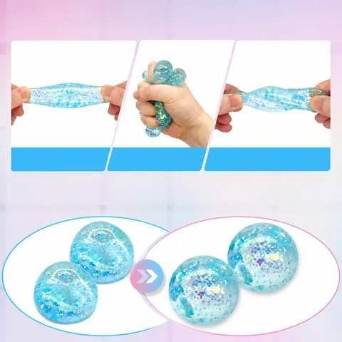 TPR Sequin Squishy Toy Slow Rebound Maltose Ball Stress Relief Fidget Toy Creative Sensory Desk Toy For Adults Teens