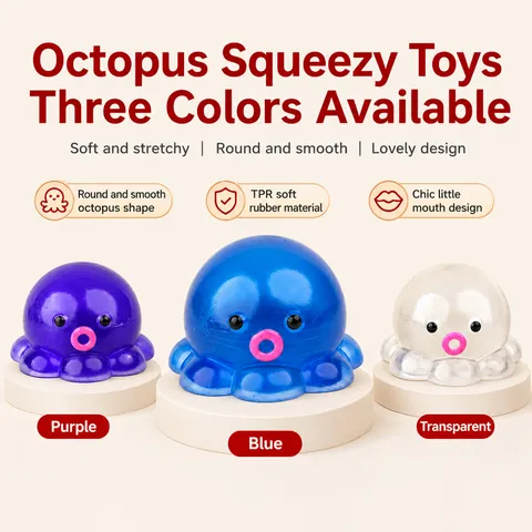 Παιχνίδι Squishy Χταπόδι Κρυστάλλινο TPR Ανακούφιση από το Στρες για Παιδιά Ενήλικες Μαλακό Παιχνίδι Συμπίεσης για το Γραφείο