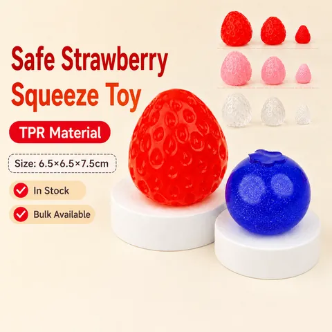 Realistic Strawberry Blueberry Squishy Toy Soft TPR Slow Rebound Fruit Squeeze Toy Stress Relief Sensory Toy For Kids Adults