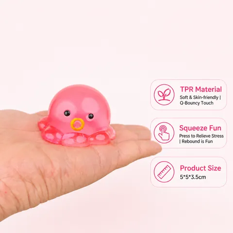 Süßes Rosa Oktopus Squishy Spielzeug TPR Langsam Steigendes Stressabbau Spielzeug Für Kinder Erwachsene Kristallkugel Wasserblase