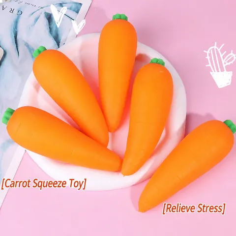Simulation Carrot Squishy Stress Relief Toy Soft TPR Vegetable Flour Ball Decompression Squeeze Toy For Adults Kids Gift