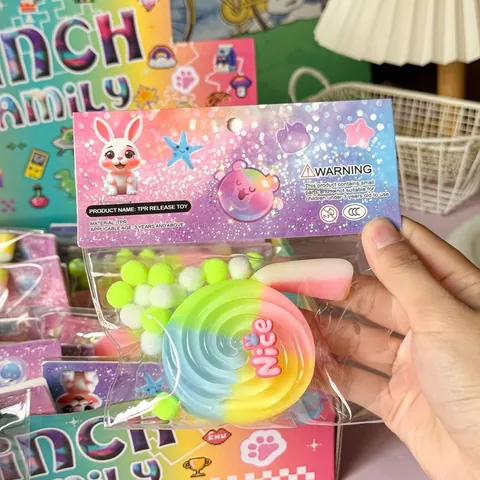 Rainbow Lollipop Squishy Toy Soft TPR Slow Rebound Stress Relief Squeeze Toy For Kids Youth Colorful Simulation Candy Toy