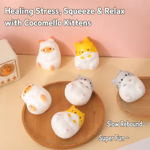 Cute Slow Rebound PU Cat Squishy Decompression Toy Cartoon Animal Stress Relief Squeeze Toy For Kids Adults Gift Desk Decor